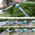 FANHAO Metal Garden Hose Wand, 16-Inch Heavy Duty Watering Wand with 9 Spray Patterns, 180° Rotating Long Garden Hose Nozzle Thumb Flow Control, Ideal to Water Hanging Baskets and Shrubs -Green - Image 4
