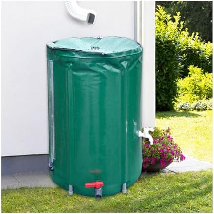 Folding Rainwater Collection Barrel with Filter and Spigot, Portable Water Storage System for Garden and Patio Use by Unknown