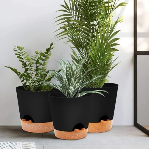 GARDIFE 10/9/8 inch Plant pots, planters for Indoor Plants, self Watering Plant Pot, Flower pots, Black - Image 6