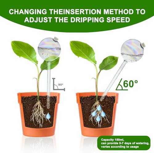 4 Pack Plant Watering Globes - 380ml Self-Watering Bulbs, Automatic Plant Waterer for Indoor & Outdoor Potted Plants, Vacation Plant Care Essential, Decorative Glass Design (380ml/13oz) - Image 5