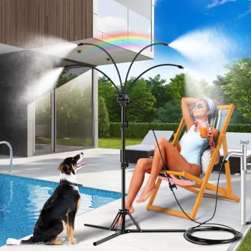 Standing Misters for Outside Patio - 5.3FT Stand Misting System for Cooling Outdoor Areas, Easy to Install & Maintain, 4 Adjustable Nozzles for Custom Coverage, Durable for Backyard Use - Image 5