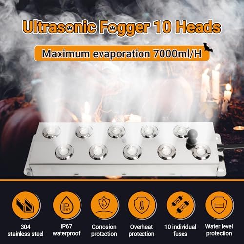 Ultrasonic Mist Fogger Maker 10 Heads, Mist Maker Fogger 7000ml/H - Image 2