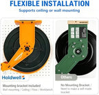 Retractable Air Hose Reel, 3/8" x 50FT EPDM Rubber Air Hose, 300PSI Max, Auto-Rewind & Length-Lock, 1/4" NPT Fitting, Ceiling/Wall Mount Heavy Duty Dual Arm Steel Reel for Workshop/Garage - Image 5