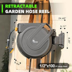 Retractable Garden Hose Reel 1/2 in x100 ft, Wall Mounted Hose Reel - Image 5
