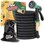 Flexi Hose Plus Expandable Garden Hose with 8 Function Nozzle, 75FT - Lightweight Retractable Garden Hose, Water Hose - No-Kink Flexibility, 3/4 Inch Solid Brass Fittings Includes Hook & Bag by FlexiHose