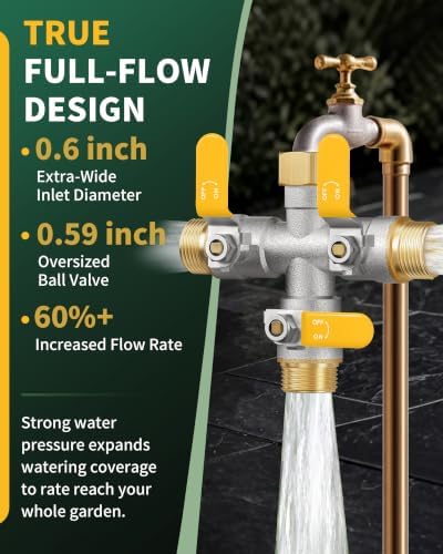 3 Way Hose Splitter, Heavy Duty Brass Garden Water Hose Splitter - Image 5