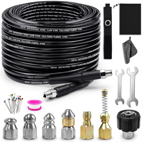 TANYO 100FT Sewer Jetter Kit for Pressure Washer, 5800PSI Drain Cleaner by TANYO