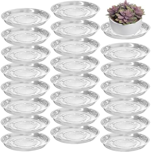 20 Packs 18" Extra-Large Clear Plant Saucers for Indoor Outdoor Use Heavy Duty Plastic Plant Trays for Planter Bulk Flower Pot Drip Trays to Catch Water, 4 to 20 Inch by Planterhoma