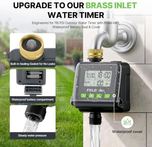 Sprinkler Timer for Garden Hose, Brass Inlet Watering Timer with Rain Sensor, 3 Plans Programmable Hose Faucet Timer, Outdoor Auto Manual Drip Irrigation Controller for Yard Lawn Greenhouse - Image 4