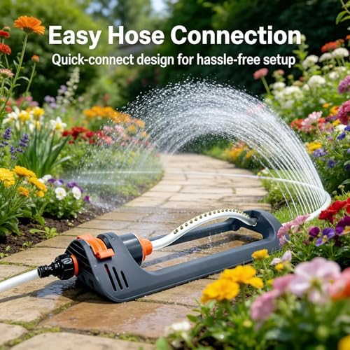 360° Oscillating Lawn Sprinkler, Auto Rotating Garden Watering for Yard, Lawn, Vegetable & Patio(30m) - Image 5