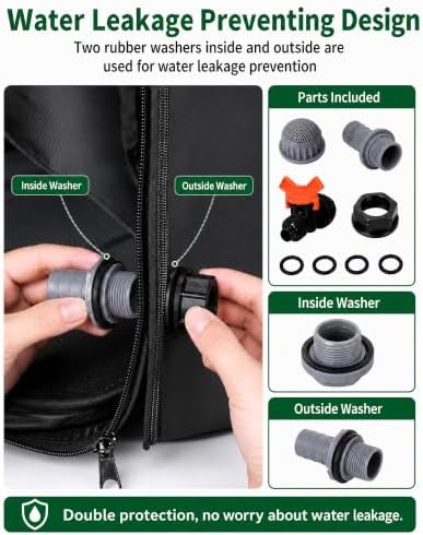50 Gallon Collapsible Rain Barrel, Portable Rainwater Collection System, Rain Catcher Barrel with Spigots and Overflow Kit, Rain Water Barrel Collector for Garden, Black ﻿ - Image 7