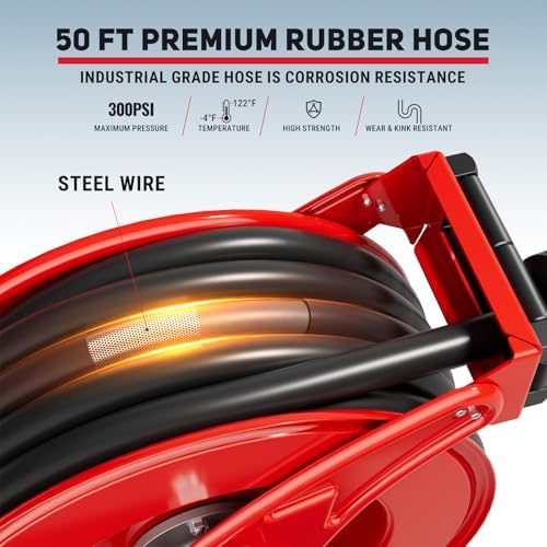Fuel Hose Reel 3/4" x 50FT, Retractable Diesel Reel with Nozzle - Image 3
