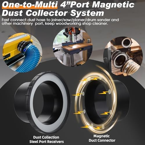 Magnetic Dust Collector System for 4" Shop Vacuum Hose,One-to-Multi Machines - Image 5