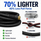 50FT 3-Layer Reinforced Garden Hose with Industrial Metal Nozzle - Image 3