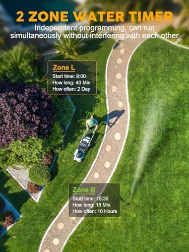 Water Timer for Garden Hose - 2 Zone Sprinkler Controller with Brass Inlet Programmable Hose Timer, Automatic Drip Irrigation System for Yard Lawn Greenhouse - Image 2