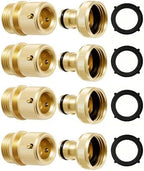 RainPoint Garden Hose Quick Connectors, Heavy Duty Solid Brass 3/4 Inch GHT, Universal Leak-Proof Fittings for Easy Water Hose Connection (4 Sets) by RainPoint