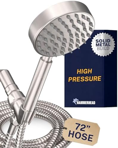 HammerHead Metal 1-Spray Shower Head with Handheld High Pressure, Long Hose by HammerHeadShowers