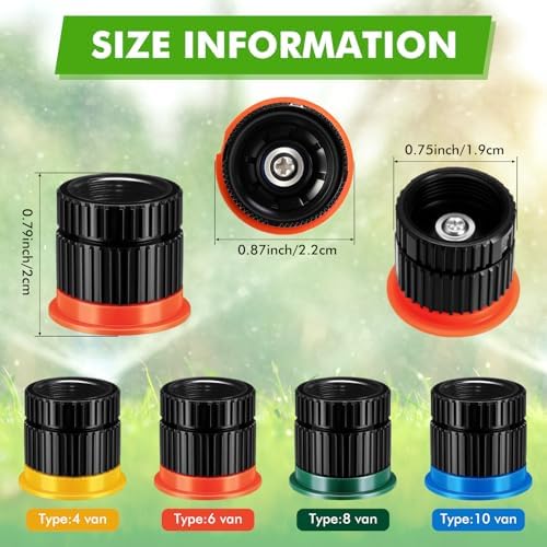 Honoson 16 Pcs Sprinkler Heads Replacement, 4/6/8/10 Van, Multicolor - Image 2