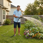 25FT PVC Hybrid Garden Hose, 5/8 in Black Hose, Brass Fittings - Image 6