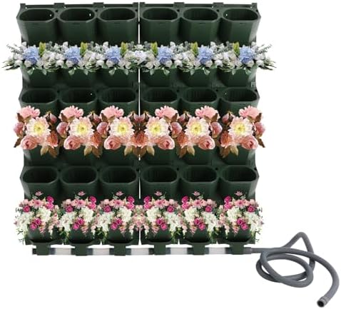 Self-Watering Wall-Mounted Planter, 36 Pots Wall Mounted Plastic Plant Grow Pot Vertical Garden Planter with Intelligent Control & Adjustable Irrigation System for Indoor Outdoor (Green, 36 Pots) by GoodLucky