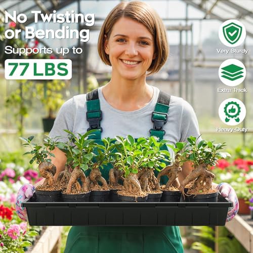 ZJP 20 Pack Extra Thick 1020 Heavy Duty Seed Starter Trays - No Holes, Reusable, 2.44 in Deep, Plastic Plant Growing Trays for Seedlings, Microgreens,and Propagation Sprouting in Garden, Greenhouse - Image 2