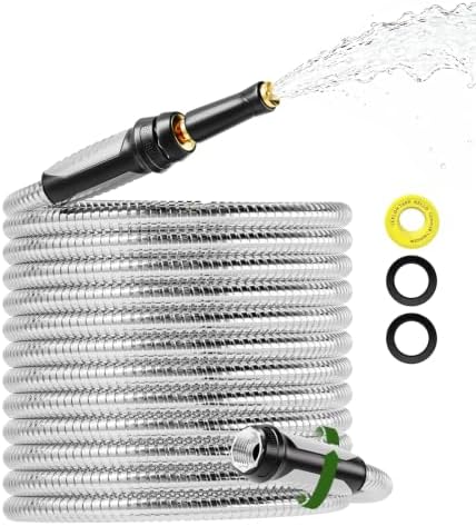 SPECILITE 50ft 304 Stainless Steel Garden Hose with Swivel Handle Nozzle by SPECILITE