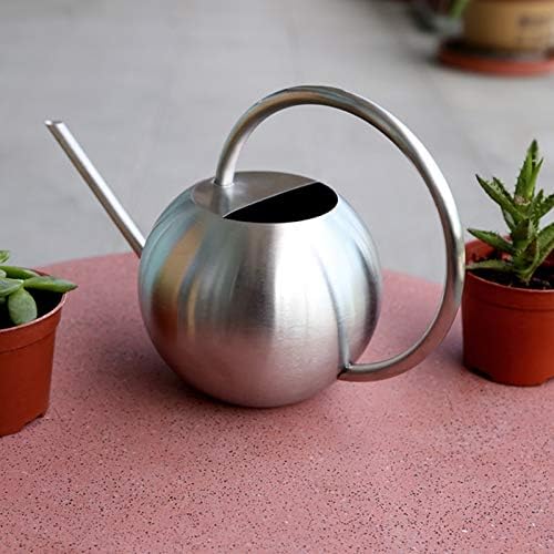 Long Nozzle Watering Can 1000ml Stainless Steel Metal European Plant Pot Sprinkler with Handle for Garden Household Tool (Color : Silver) - Image 7