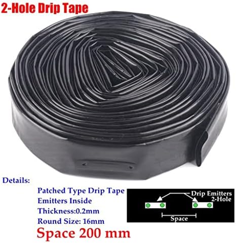 1pcs 16mm 2-Hole Irrigation Drip Tape, for Greenhouse Under Film Irrigation Drip Hose Micro Irrigation System Streamline Soaker Hose 5~50m (Color : Space 200mm, Size : 50meters (164ft)) - Image 2