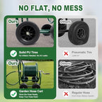 VINGLI 300FT 5/8in Garden Hose Reel Cart, 4-Wheel Portable Residential Hose Reel Cart, Hose Guide System with Storage Basket, Rust Resistant, for Family Yard, Garden and Farm (Green) - Image 5