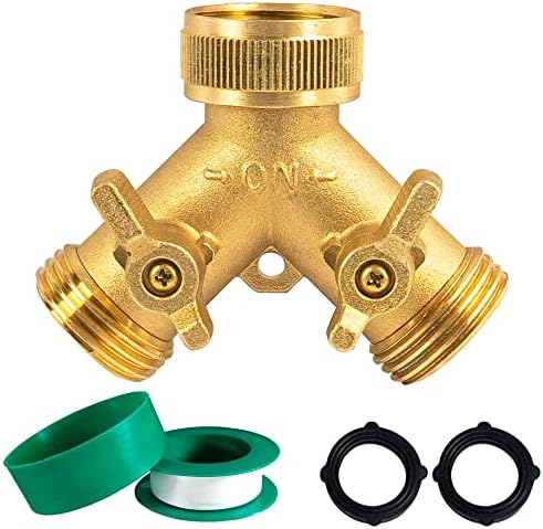 Hourleey Brass Garden Hose Splitter + Hose Extension Adapter with Coil Spring - Image 2