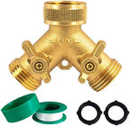 Hourleey Brass Garden Hose Splitter + Hose Extension Adapter with Coil Spring - Image 2