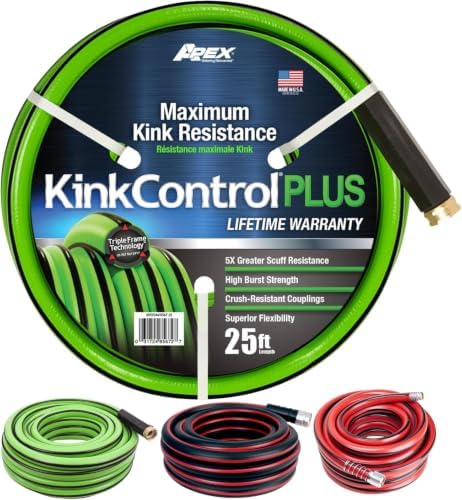 Kink Control Plus Water Hose 25ft - High Burst Strength and Superior Flexibility Garden Hoses,Outdoor Hose with Kink Resistance,Triple Frame Technology,Made in USA.,(Pack of 5) by TeknorApex