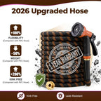 Garden Hose 100 ft, 2026 Upgraded Kink Free Flexible Water Hose 100ft With 10 Pattern Spray Nozzle, Leak-Proof, Portable, Ultra Lightweight & Durable Garden Hose for Yard, Lawn, Outdoor Black & Orange - Image 2