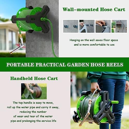 Wall-Mounted Garden Hose Reels,Hose Storage Rack for Car Wash Vegetable Field Irrigation Water Hoses Reel Cart - Image 3