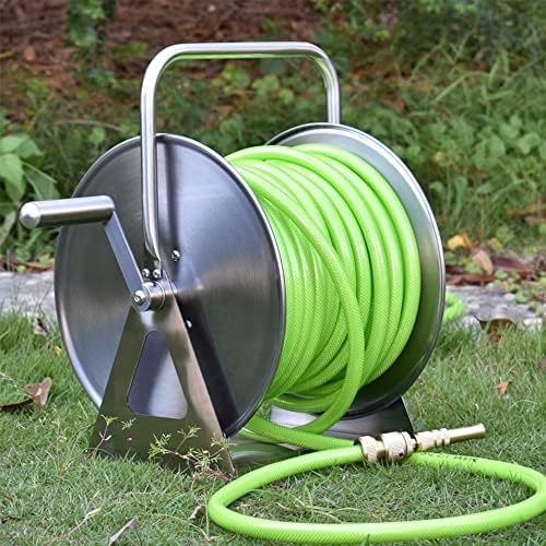 Garden Hose Reel with 6.6FT Hose, Wall or Floor Mounted Hand Crank for Easy Storage in Lawn, Patio, Yard and Garden - Convenient Outdoor Organizer by Unknown