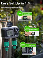 Insoma 2 Zone Water Timer, Programmable Irrigation Sprinkler Timer for Garden Hose, Outdoor Hose Faucet Timers with Rain Delay/Manual/Auto Modes, IPX5 Waterproof for Drip System & Lawn - Image 6