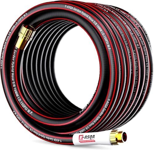 YASQA 100FT Extra Long Heavy Duty Garden & Water Hose - Commercial Grade for Homeowners & Large Properties, Kink-Free Leak-Proof with Brass Fittings, 5/8 Inch Black by Y-ASQA
