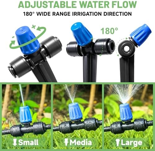Riboud 165FT Drip Irrigation Kit, Quick-Connect Garden Watering System with 30 Adjustable Misting Nozzles for Garden Greenhouse, Hanging Plants, Raised Beds - Image 6