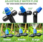 Riboud 165FT Drip Irrigation Kit, Quick-Connect Garden Watering System with 30 Adjustable Misting Nozzles for Garden Greenhouse, Hanging Plants, Raised Beds - Image 6