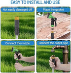 150FT Heavy Duty Stainless Steel Garden Hose with 10-Function Nozzle, No-Kink, Rust-Proof, Flexible & Lightweight Metal Water Hose Solid Brass 3/4'' Connectors for Yard, Outdoor, Car Washing - Image 4