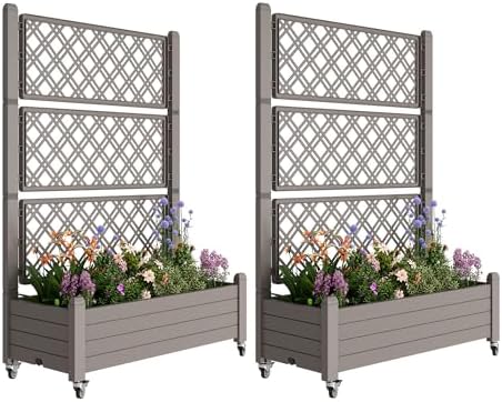 Fancyango Raised Garden Bed with Wheels 61.2" Hx2 - Gray by Warmnestforpets