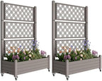 Fancyango Raised Garden Bed with Wheels 61.2" Hx2 - Gray by Warmnestforpets