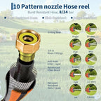 Retractable Garden Hose Reel 100FT - 1/2" Mesh PVC, 10-design Nozzle, Wall Mounted, Auto Slow Retraction & Adjustable Length - Ideal for Outdoor, Patio, Farm Watering - Image 6