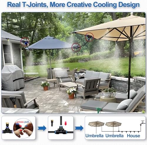 Misters for Outside Patio,Outdoor Water Misting Cooling System,75FT|23M.Backyard Mist Kit for Garden,Greenhouse,Fan,Deck,Umbrella,Canopy,Pool,Porch.Trampoline Sprinkler Park,BBQ Party Accessories - Image 4