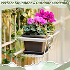 Cinnvoice 4 Pack Black Rectangle Plant Saucer, 23.2 x 8.2 x 0.8 Inch - Image 4