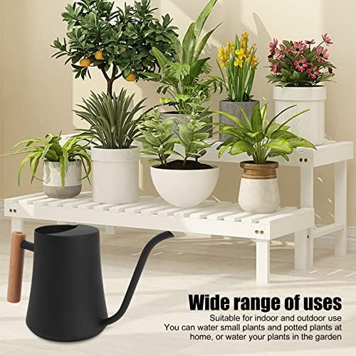 ZJchao Watering Can for Indoor Plants, 1000ML Retro Stainless Steel Plant Waterer with Long Spout for House Plants Bonsai Outdoor Garden Flower Decorative (Black) - Image 2
