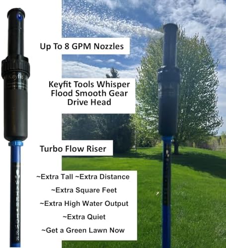 Keyfit Tools Aqua Grande Water Towers (2PK) Sprinklers 19,000+ Sqf Large Area Lawn Yard & Garden 6+ Foot Tall ~Highest Output Largest Area Covered Over 220' Diameter Spray 8GPM Precision Heads - Image 2