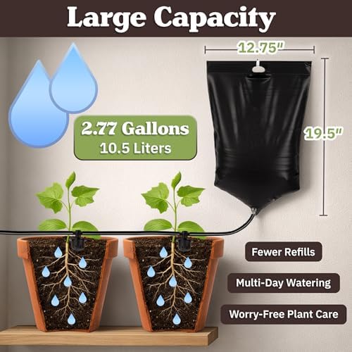 Automatic Plant Waterer Indoor Drip Irrigation System with 2.77Gal Water Bag and 7 Adjustable Drippers for Potted Houseplants, Balcony, or Vacation - Indoor Plant Watering Devices by Pure Garden - Image 5