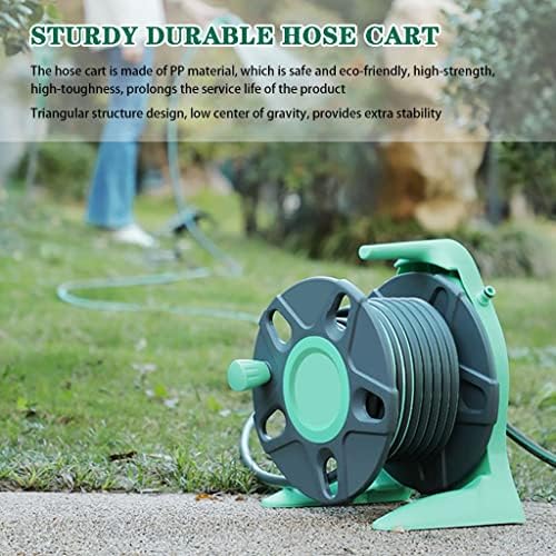 Hose Reel Cart Garden Hose Reels Retractable Handheld Compact Hose Cart, Garden Watering Tool, Compact Outdoor Hose Organiser, with Water Gun(Hose Cart+15m Pipe) - Image 4