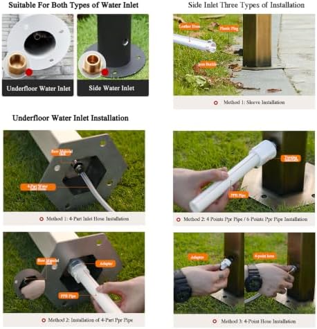 Stainless Steel Outdoor Column Garden Water Faucet with Hose Stand Balck - Image 6